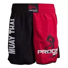 Calção Short Muay Thai Orient Progne Masculino Pre/vermelho