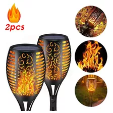 2 Peças Solar Garden Flame Tocha Impermeável A/luz Intermite