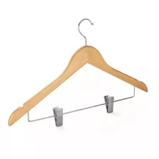 Cabides Gg Home Cabide De Madeira Com Presilha Atacado Lojista Closet Terno Para Bermudas Kit De 10 Unidades Cor Natural