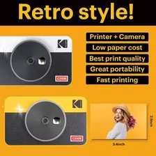 Cámara Kodak Mini Shot 2 Retro Cámara E Impresora Portátil Color Blanco/negro