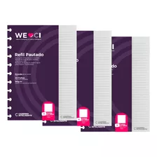 Kit 3 Refis Grande Caderno Inteligente Pautado 90g