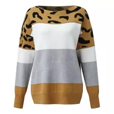 Blusa Feminina Tricô Manga Longa Onça Suéter Tricot Inverno