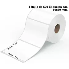 1 Rollo Etiquetas Termicas Autoadhesiva 50x30. 500 Unidades