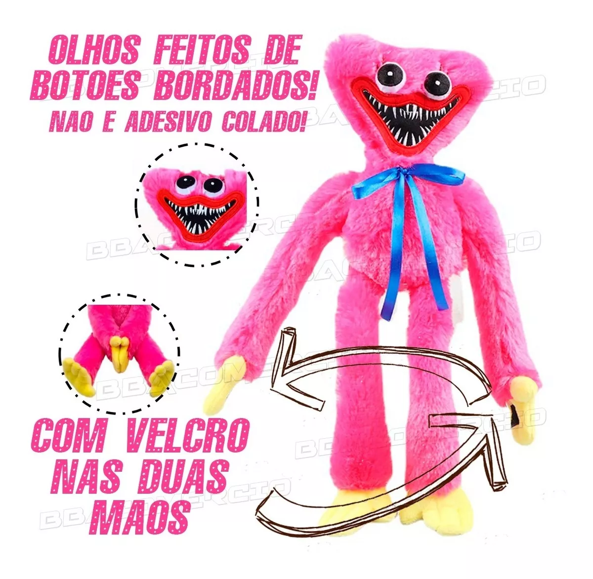 Pelucia Kiss Missy Huggy Wuggy Boneco Playtime Pop Time