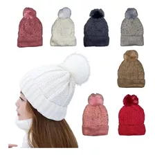 Touca Gorro De Lã Macia Com Pompom Forrada De Pelinho