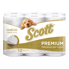 Papel Higiénico Scott Premium Triple Hoja 12 Rollos X 19 Mts