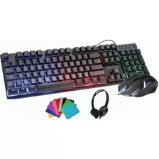 Kit Juego 4 En 1 Teclado Y Mouse Retroiluminación Y Audifono