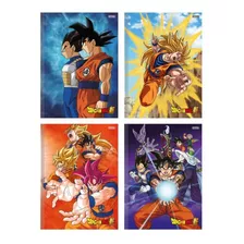 Kit C/ 4 Cadernos Brochura Pequeno 1/4 Dragon Ball 80 Folhas Cor Multicolorido