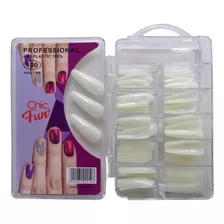 2x 100pç Unha Postiça Bailarina Estilo Longo Unhas Posticas Cor Natural