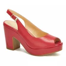 Sandalia Plataforma Rojo Casual Vestir Elegante