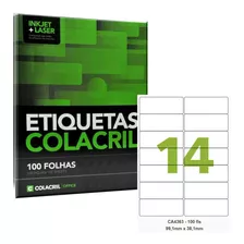 Etiqueta Impressora A4 99,1 X 38,1mm 100 Fls Ca4363 Colacril Cor Branco