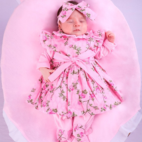 Saída De Maternidade Menina Conjunto Bebê Luxo Amora Floral