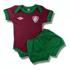 Conjunto Body Bebe Futebol Fluminense 100% Algodão