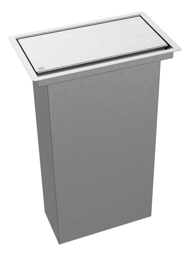 Lixeira Retangular De Embutir Bancada Inox 7,1 L Cinza