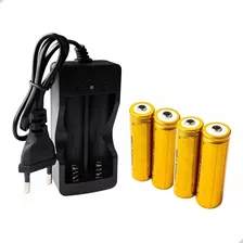 Kit Carregador Duplo+4 Baterias 18650 4,2v 7800mah