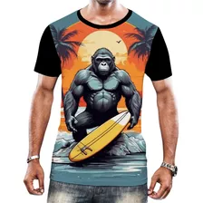 Camiseta Camisa Tshirt Surf Gorila Surfista Praia Onda Mar 5