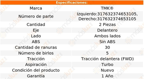 2- Mazas Delanteras Sin Abs Optima 2.0l 4 Cil 2015/2019 Tmk Foto 2