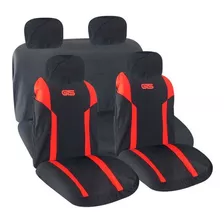 Juego Funda Cubreasiento Tela 10 Piezas Negro Y Rojo