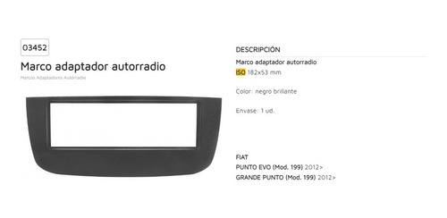 Frente De Estreo 1 Din Fiat Punto Evo / Grande Punto 2013 Foto 2