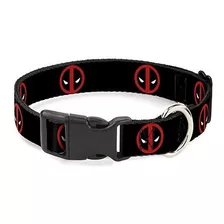 Buckle-down Deadpool Logo Black-red-white Breakaway Cat Coll