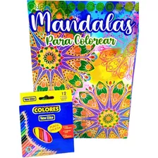 Mandala Para Colorear + Lapices Colores Mandala Antiestres