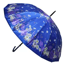 Paraguas Plegable 16 Varillas 79cm Colores Automático Color Azul Oscuro