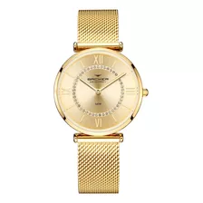 Relógio Backer Germany Feminino Dourado Puls. Mesh 14024145f