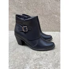 Bota De Cuero Vacuno De Vestir Con Taco/base De Goma Cómodas