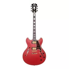 Guitarra Eléctrica D'angelico Deluxe Dc Semi Hollow De Arce Cherry Mate Con Diapasón De Palo De Rosa