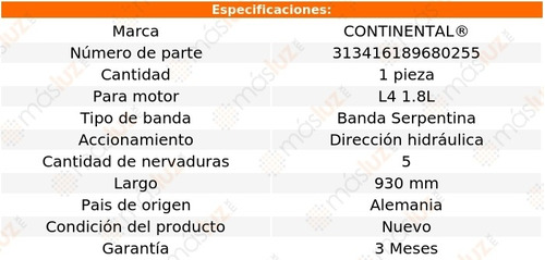 Banda 930 Mm Acc Mirage L4 1.8l 93 Continental D/h Foto 5