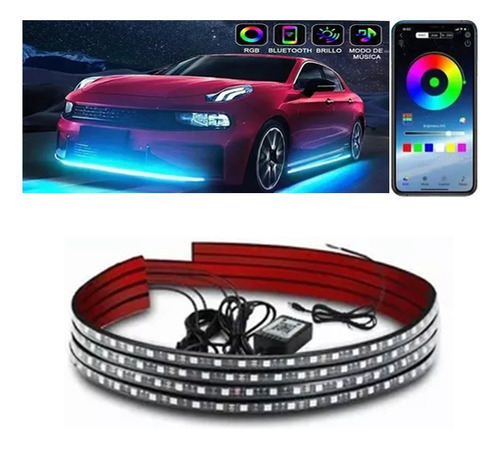 Coche Chasis Luces Juego De 4 Tira Led Rgb Para Tubo De Auto