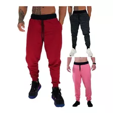 Kit 3 Calças Moletom Masculina Jogger Swag Treino Lazer