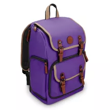 Mochila Para Camara Violeta + Bolsillo Notebook Hasta 15