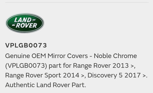 Conchas Espejos Cromadas Range Rover Sport Discovery Origina Foto 8
