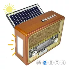 Rádio Recarregável Retro Placa Solar Lanterna Bluetooth Usb