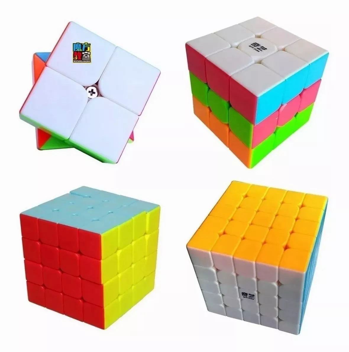 Pack 4 Cubos Tipo De Qiyi 2x2, 3x3, 4x4, 5x5