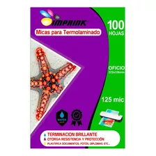 100 Micas Termolaminadora Plastificadora Oficio 125mic