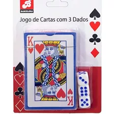 Jogo De Baralho Papel C/ 3 Dados 54 Cartas,maço,nota Fiscal