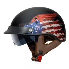 Vcan Cruiser - Casco De Motocicleta De Media Cara Negro Pla.