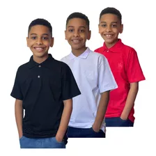 Kit De 3 Polo Infantil Juvenil Masculina Camisa 100% Algodão
