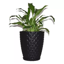 Vaso Planta Decorativo Jardim Polietileno Diamante 25x30 Cor Preto