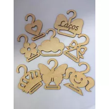 Kit Com 8 Mini Cabides Para Laços Mdf Cru Diversos Modelos