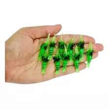 Kit 10 Iscas Artificiais Camarão Pesca Tucunaré Robalo Cor Verde