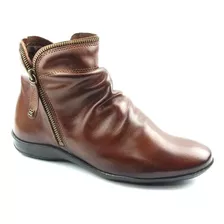 Bota Rasteira Feminina Cano Curto Perlatto Couro Pinhão F811