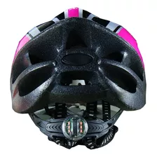 Capacete Com Sinalizador Led Bike Ciclismo Rosa Escuro Gts Tamanho G