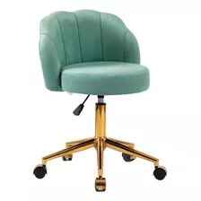 Cadeira Decorativa Em Veludo Verde Anima Com Rodízios