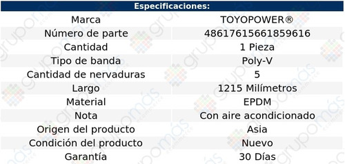 Banda Toyopower Chevrolet Astra L4 1.8l 2000 A 2007 Foto 4