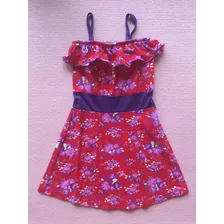 Vestido Strapless Fondo Rojo Con Flores