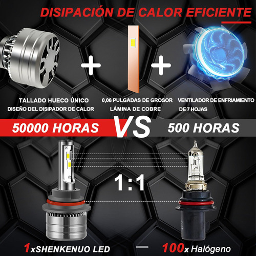 Kit De Faros Focos Led 9007 Luz Alta O Baja 80w Para Ford A Foto 4