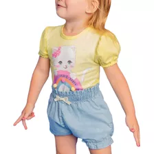 Conjunto Infantil Kukiê Pompom Amarelo - 69255